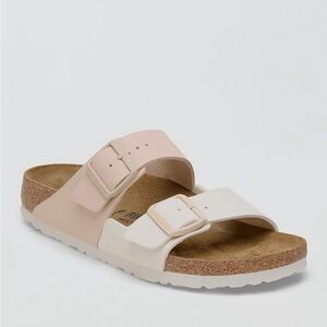 BIRKENSTOCK Two-Tone Blush & White Arizona Double Strap Sandal, sz 39 / 8.5 US
